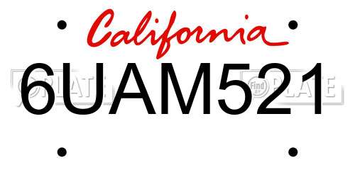 6UAM521 California License Plate