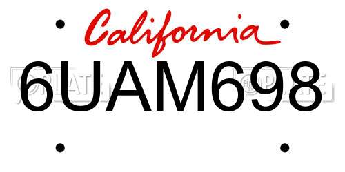 6UAM698 California License Plate