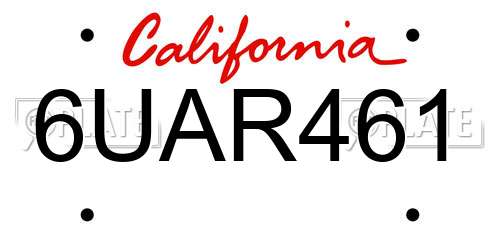 6UAR461 California License Plate