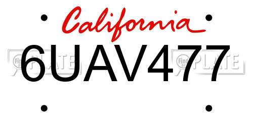 6UAV477 California License Plate