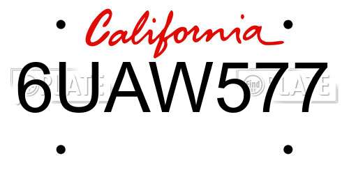 6UAW577 California License Plate
