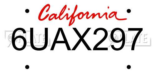 6UAX297 California License Plate