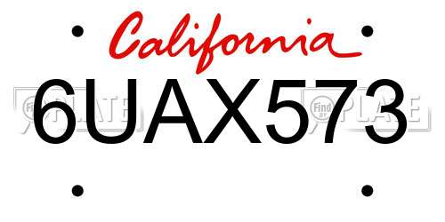 6UAX573 California License Plate