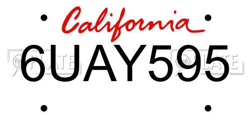 6UAY595 California License Plate
