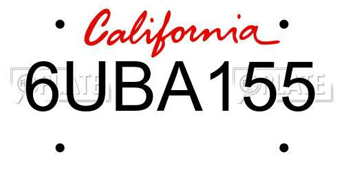 6UBA155 California License Plate