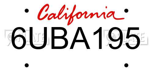 6UBA195 California License Plate