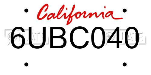 6UBC040 California License Plate