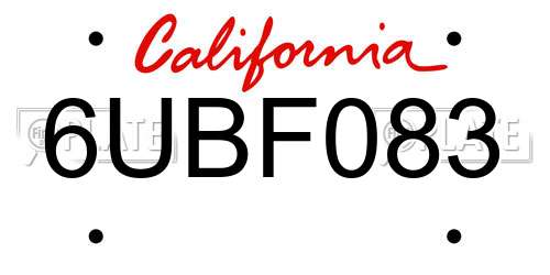 6UBF083 California License Plate