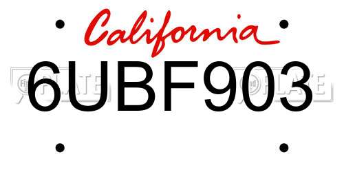 6UBF903 California License Plate