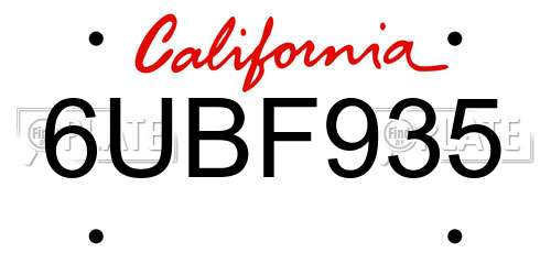 6UBF935 California License Plate