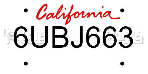 6UBJ663 California License Plate