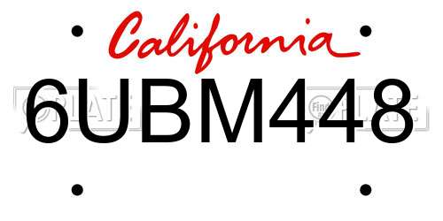 6UBM448 California License Plate