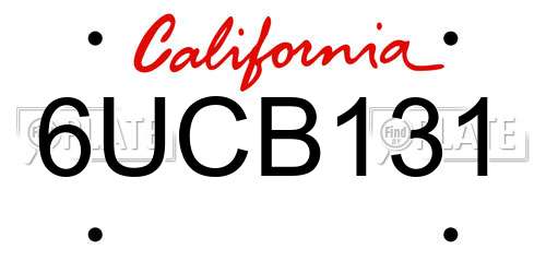 6UCB131 California License Plate