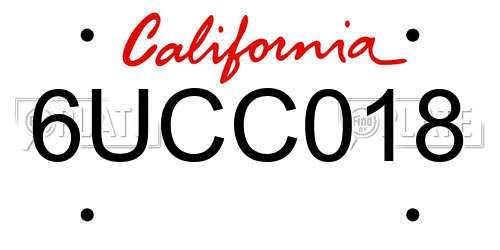 6UCC018 California License Plate