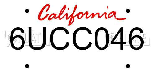 6UCC046 California License Plate