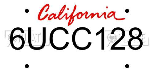 6UCC128 California License Plate