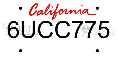 6UCC775 California License Plate
