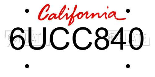 6UCC840 California License Plate