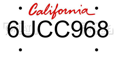 6UCC968 California License Plate