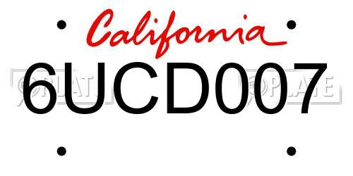 6UCD007 California License Plate