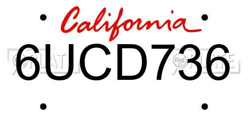 6UCD736 California License Plate