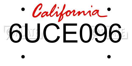 6UCE096 California License Plate