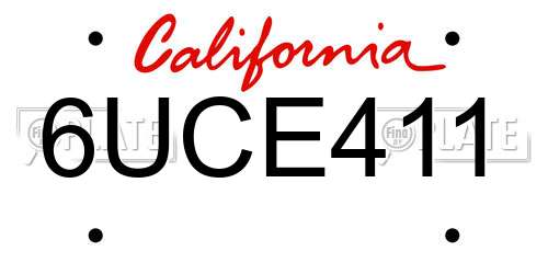 6UCE411 California License Plate