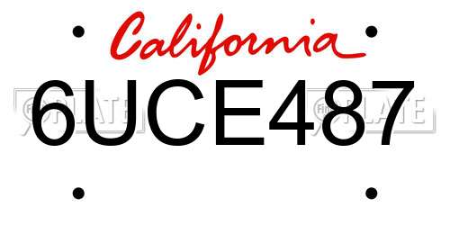 6UCE487 California License Plate