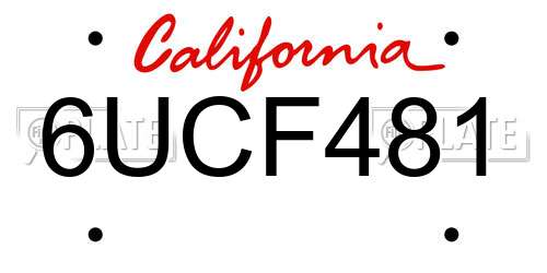 6UCF481 California License Plate