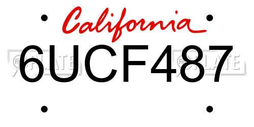 6UCF487 California License Plate
