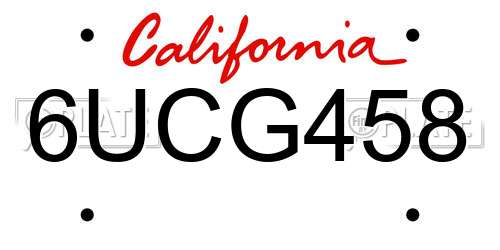 6UCG458 California License Plate