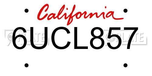 6UCL857 California License Plate