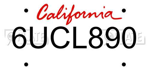 6UCL890 California License Plate