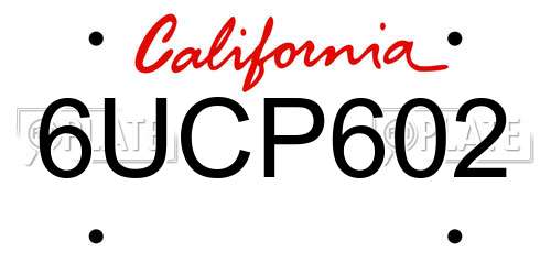 6UCP602 California License Plate