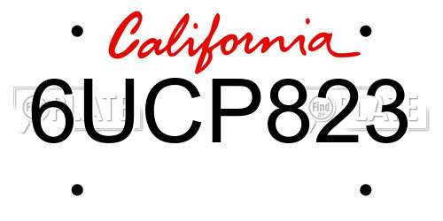 6UCP823 California License Plate