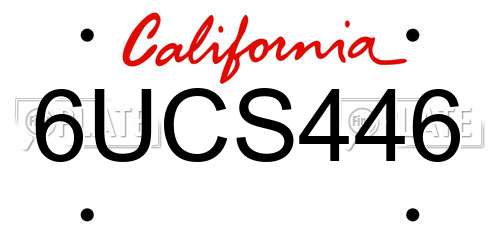 6UCS446 California License Plate