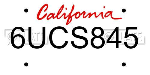 6UCS845 California License Plate