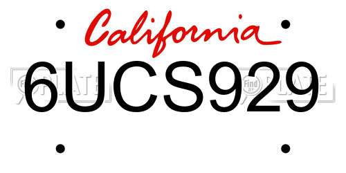 6UCS929 California License Plate