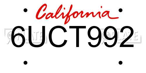 6UCT992 California License Plate