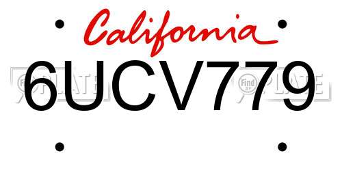 6UCV779 California License Plate