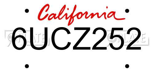 6UCZ252 California License Plate