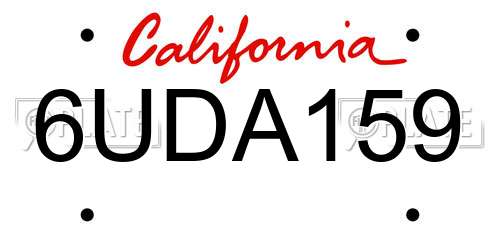 6UDA159 California License Plate