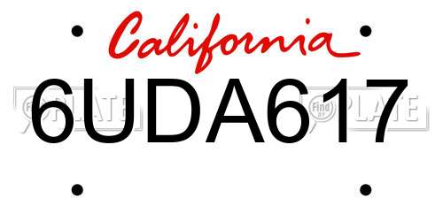 6UDA617 California License Plate