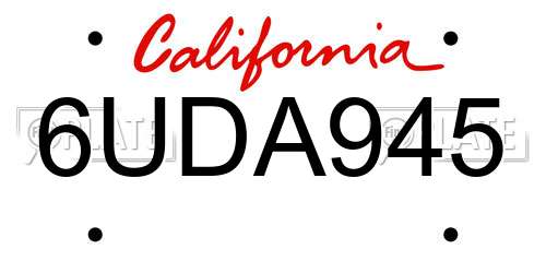 6UDA945 California License Plate