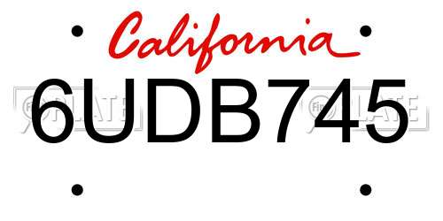6UDB745 California License Plate
