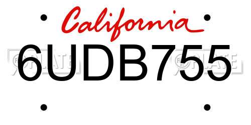6UDB755 California License Plate
