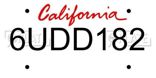 6UDD182 California License Plate