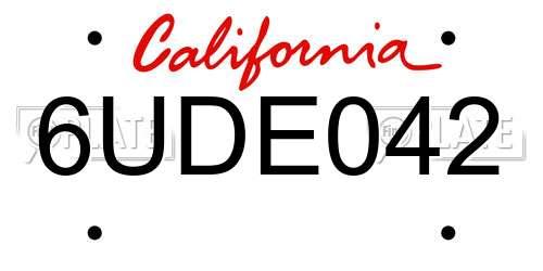 6UDE042 California License Plate