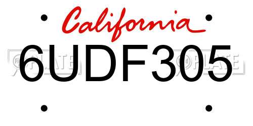 6UDF305 California License Plate