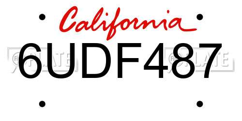 6UDF487 California License Plate